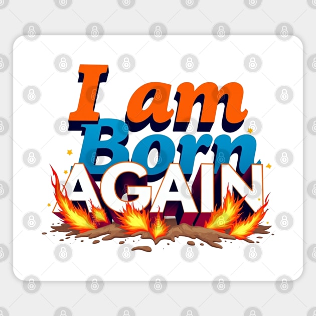Born Again in Fire – Bold Christian Statement Magnet by Rox